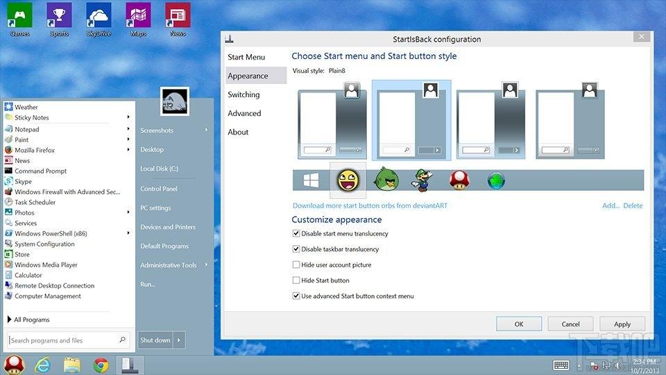 StartIsBackPlus,StartIsBack+,Win8.1开始菜单